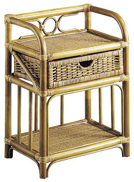 Table De Chevet Vintage Francaise En Rotin Et Osier 1970 Design