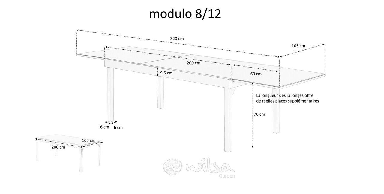 Table jardin modulo 8 à 12 personnes (wood)