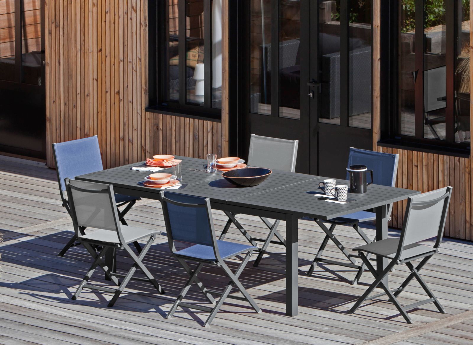 Table de jardin en aluminium 160 à 240 cm genes (graphite)