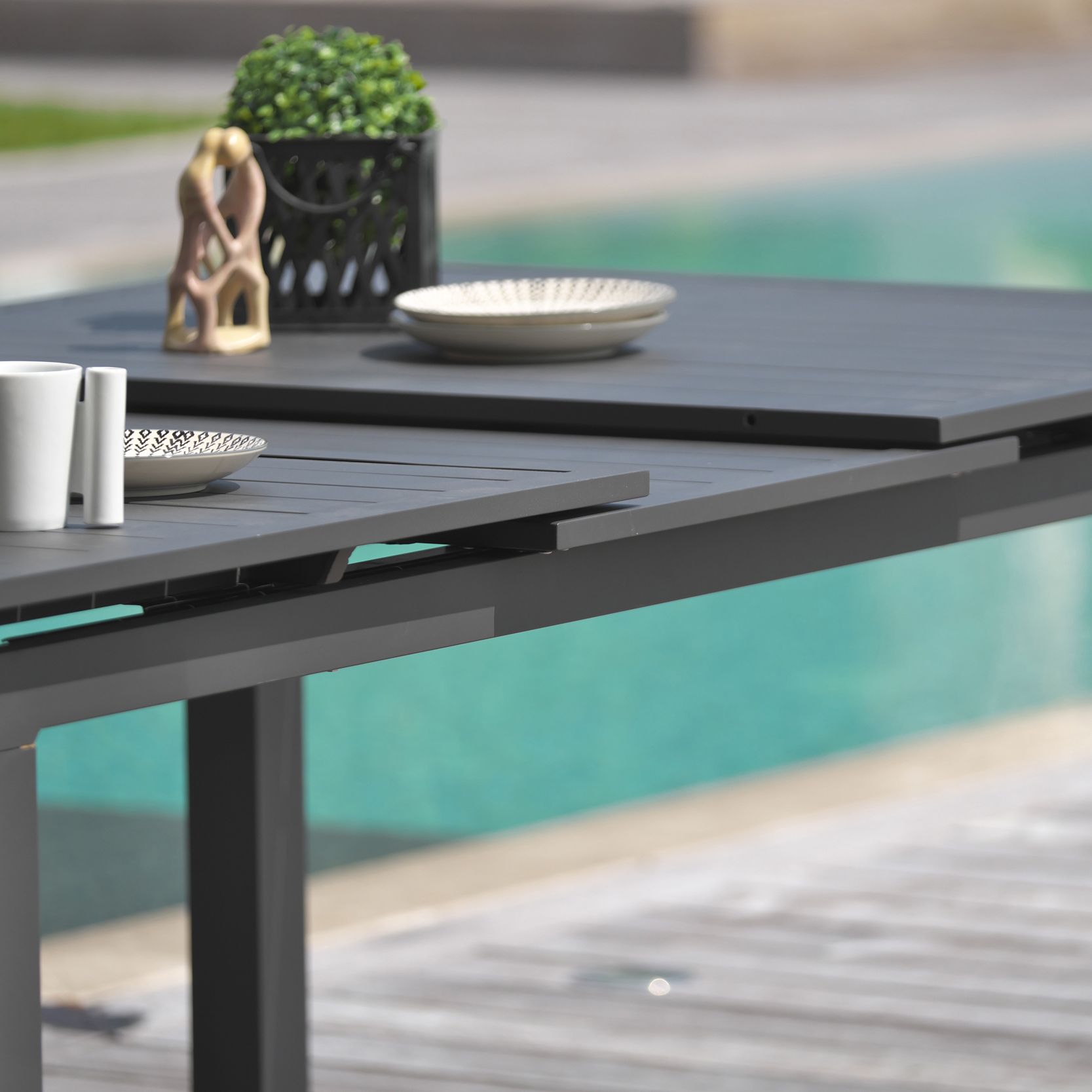 Table de jardin en aluminium avec rallonge automatique miami