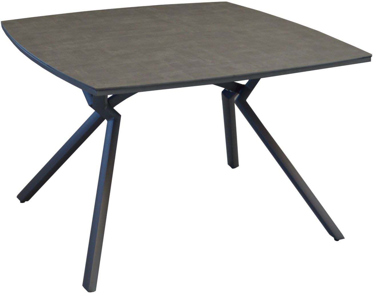 Table de jardin carrée en aluminium plateau hpl loane (gris)