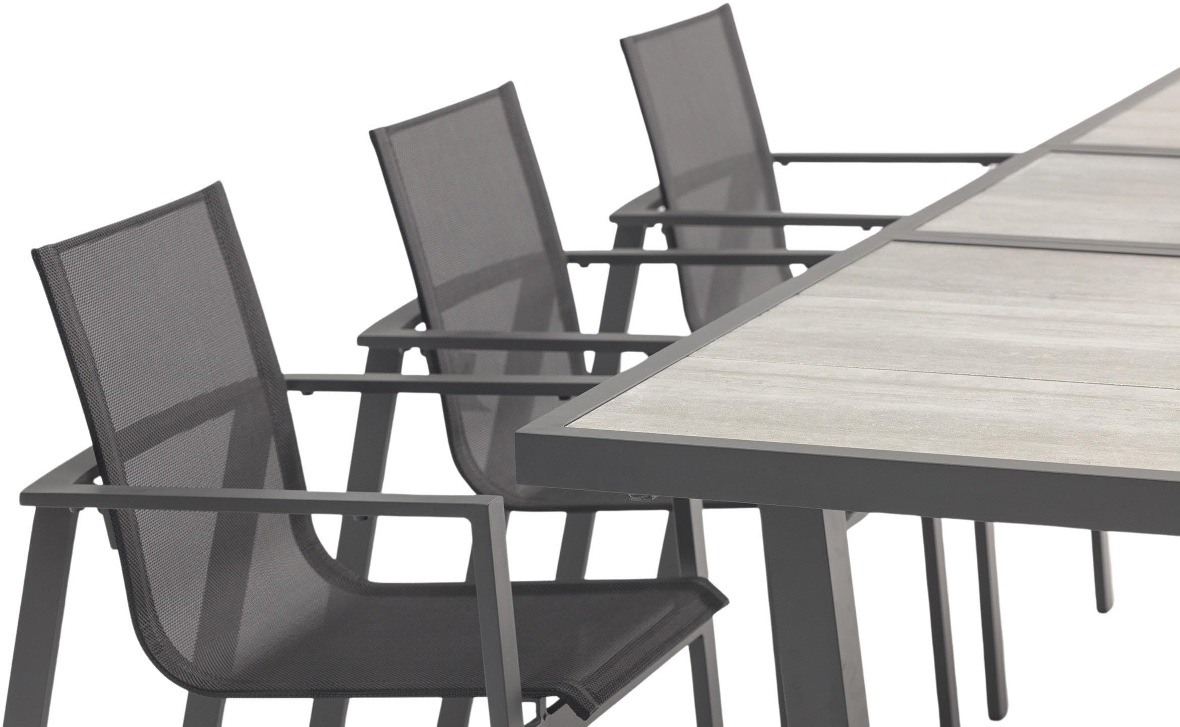 Table de jardin avec rallonge automatique en aluminium et céramique olhos