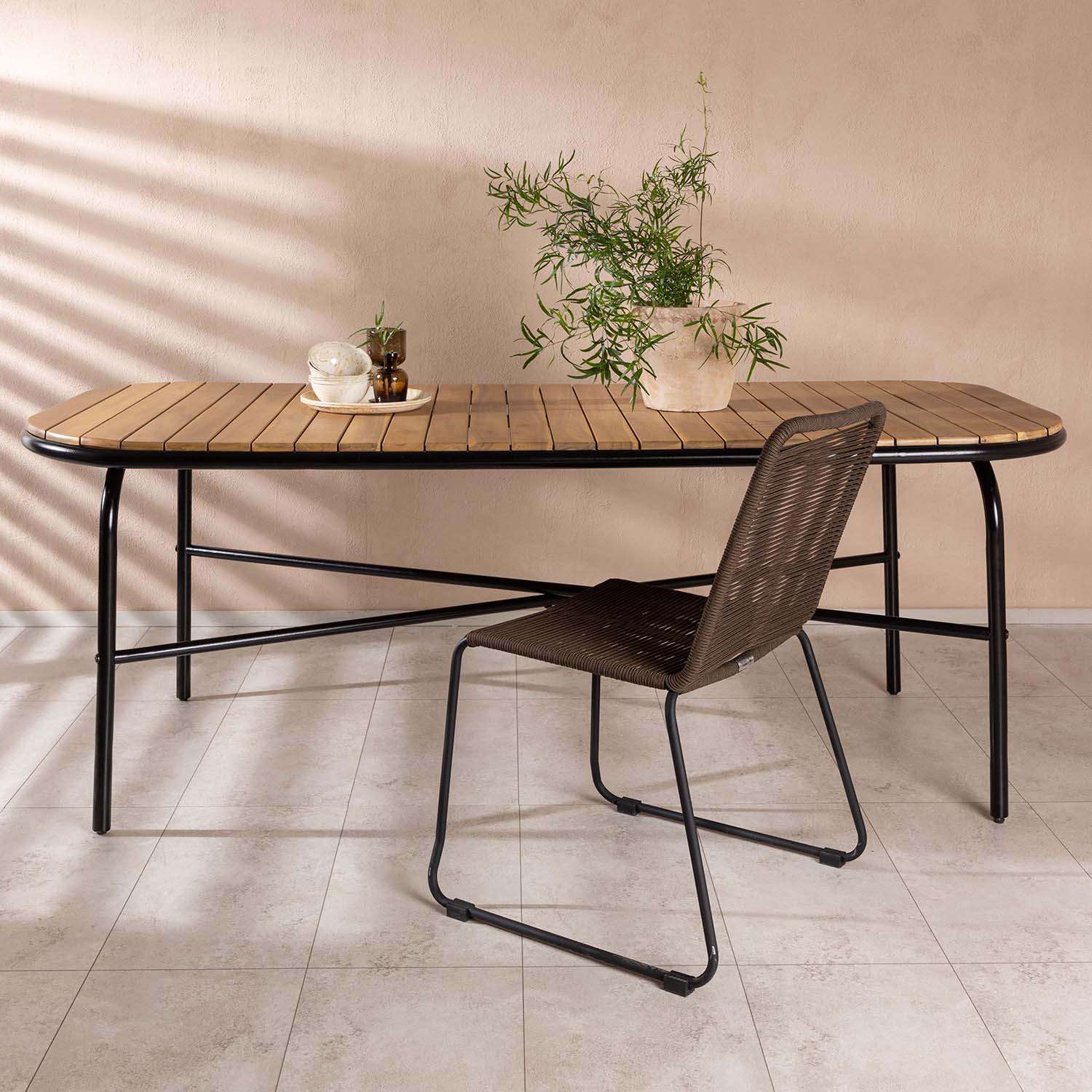 Table De Jardin Rectangulaire Extensible 120/180x90x75cm En Teck
