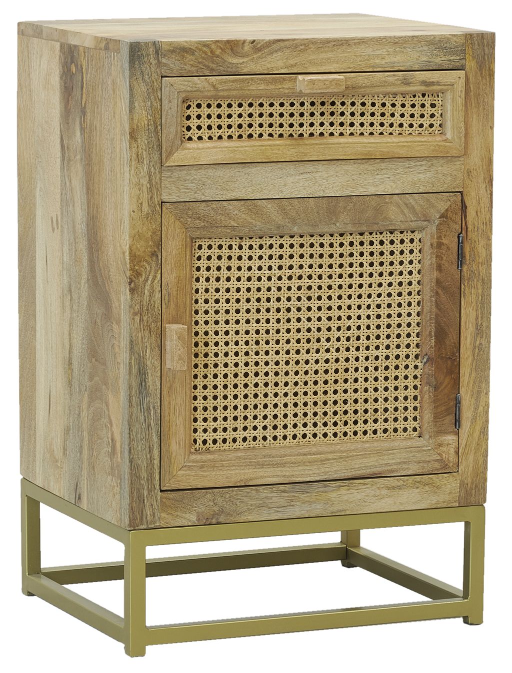 Table de nuit en manguier et cannage