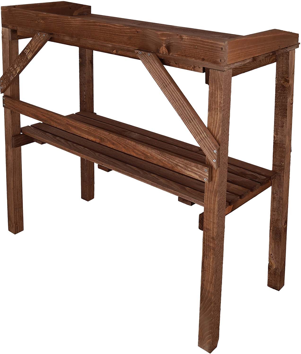 Table à rempoter en pin nature (teinté marron