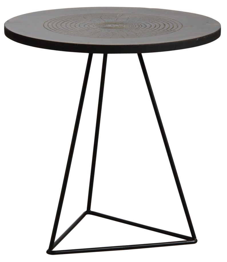 Table ronde métal doré vieilli