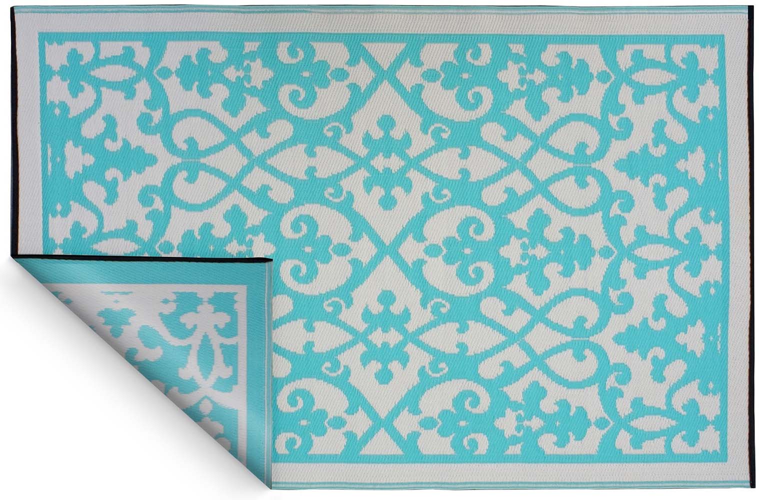 Tapis intérieur extérieur venice crème et turquoise (150 x 90 cm) Tapis intérieur extérieur venice crème et turquoise (150 x 90 cm)
