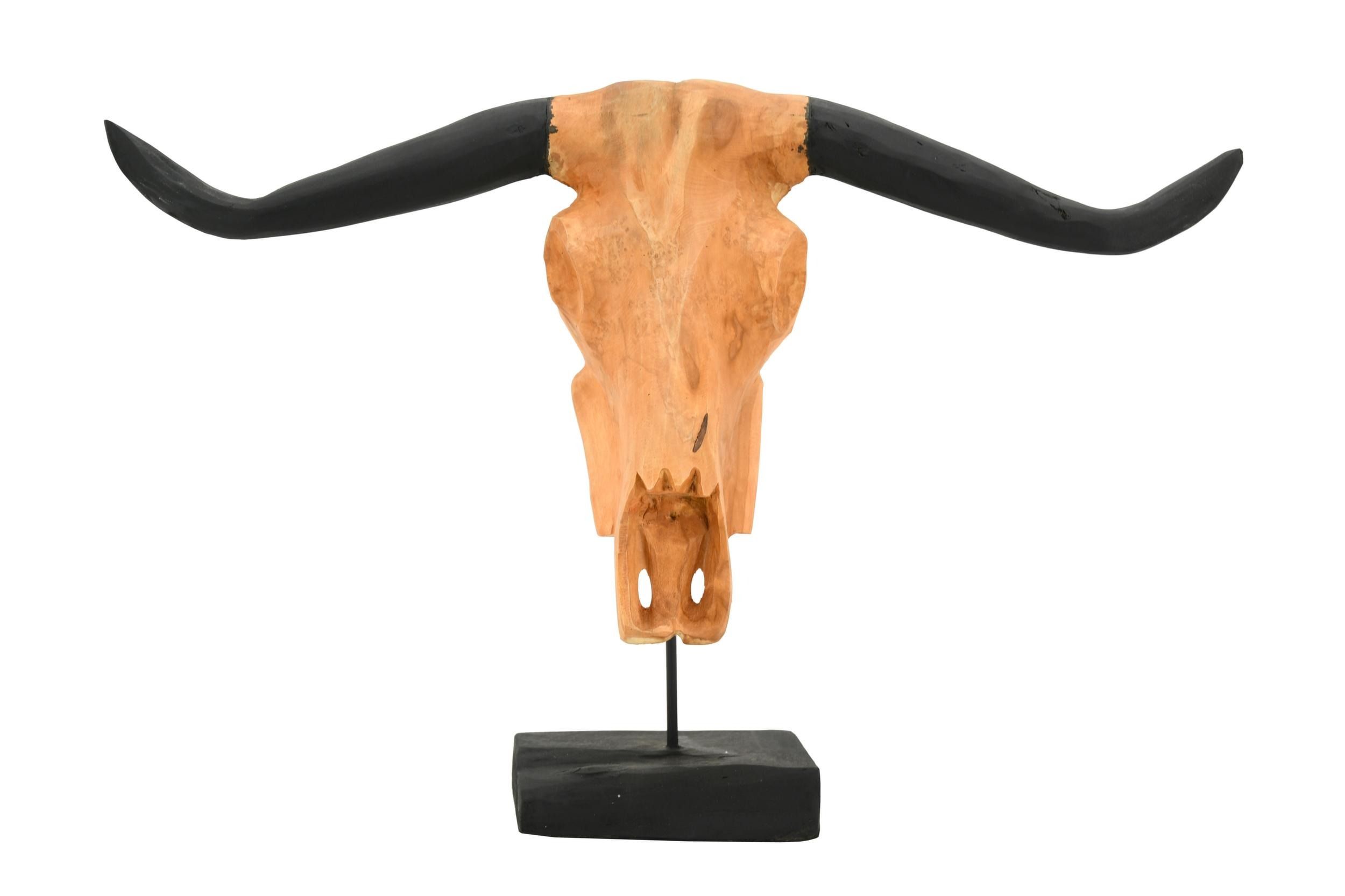 Tête de buffle en teck naturel - AUBRY GASPARD | Jardindeco