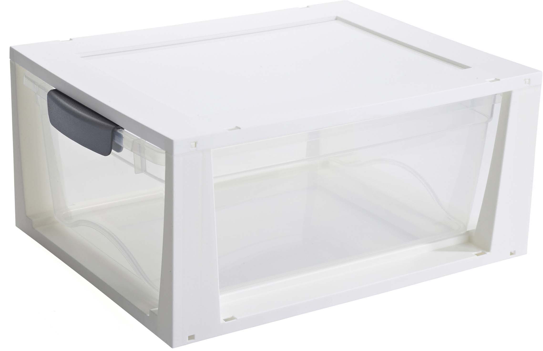 Boîte rangement en plastique blanc design relief 11L