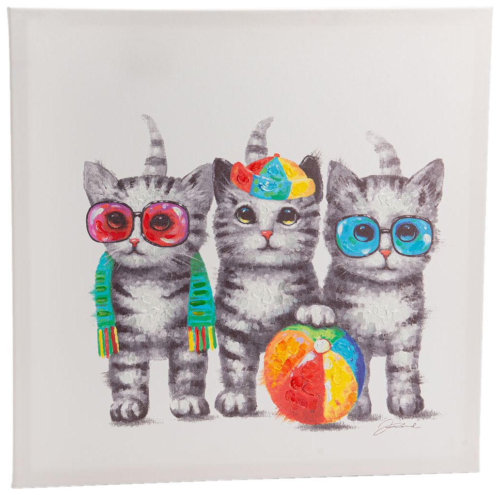 Toile Trio De Chats Joueurs 50 X 50 Cm Toile Trio De Chats Joueurs 50 X 50 Cm