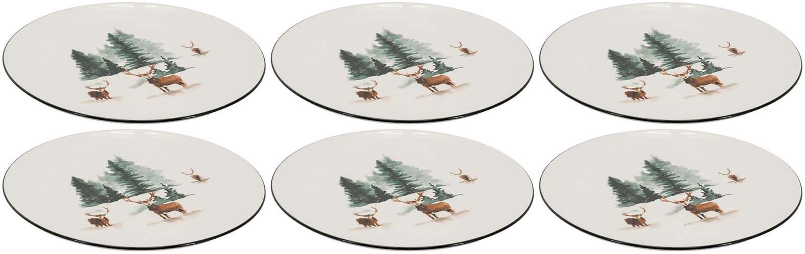 Assiette à Dessert En Porcelaine 20 Cm – Motif Forêt Secrète Avec Cerf, Pour Noël Ou Décoration De Table élégante