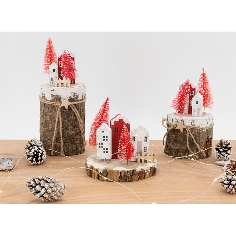 Clôture Sapin De Noël Vintage En Bois – 8 Pieds (2,4m) Avec Village Pliable
