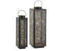 Avis client pour Lanternes en métal laqué noir carrée motif feuilles (Lot de 2) : 5 sur 5