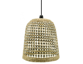 Abat-jour à suspendre en jonc naturel ajouré