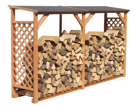 Abri bûches en bois coloris miel (Avec extension)