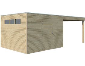 Abri de jardin 300 x 300 cm Qube (Abri avec extension 294 x 300 cm et plancher)