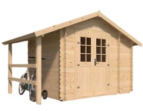 Abri de jardin en épicéa double pente 4.90 m2 avec appentis Vilano