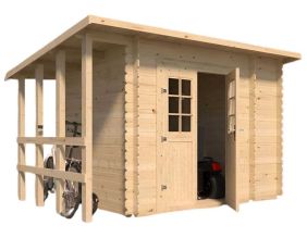 Abri de jardin en épicéa mono pente 4.90 m2 avec appentis Vilano