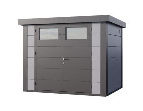 Abri de jardin moderne en acier porte double 5,6 m² Eleganto 2721 (Gris clair, Anthracite)