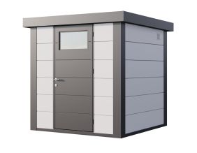 Abri de jardin moderne en acier porte simple 4,3 m² Eleganto 2121 (Blanc, Anthracite)