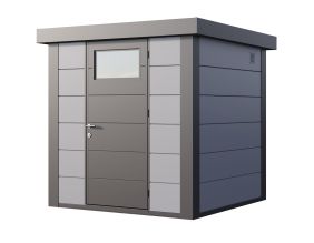 Abri de jardin moderne en acier porte simple 4,3 m² Eleganto 2121 (Gris clair, Anthracite)