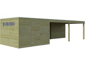 Abri de jardin traité 300 x 300 cm Qube (Abri avec extension)