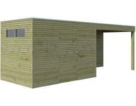 Abri de jardin traité 300 x 210 cm Qube (Abri avec extension 294 x 210 cm et plancher)