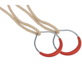 Anneaux de gymnastique en métal avec corde (Lot de 2) (Cordes en chanvre synthétique)