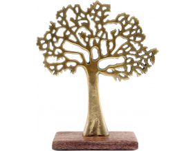 Arbre décoratif en aluminium doré et bois de manguier Arbre de vie (Taille 1)