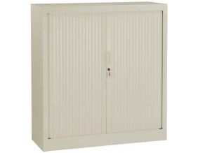 Armoire de bureau portes à rideaux 2 étagères (Beige)
