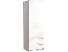 Armoire 2 portes, 2 tiroirs Merlin (Blanc)
