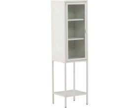 Armoire vitrée avec étagère en acier Misha (Blanc)