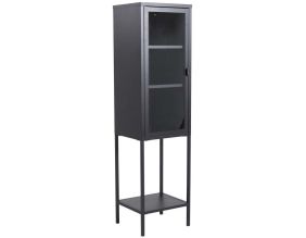 Armoire vitrée avec étagère en acier Misha (Noir)