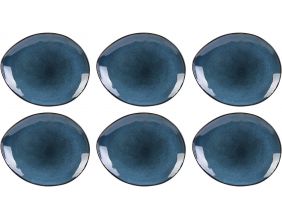 Assiette en grès bleu Au grès du temps (Lot de 6) (22 cm)