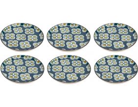 Assiette plate à motifs Imany (Lot de 6) (Bleu foncé)