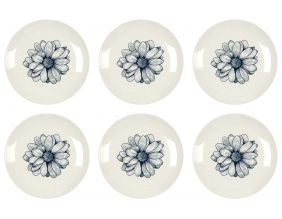 Assiette en porcelaine Cottage 20 cm (Lot de 6) (Blanc et bleu)