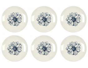 Assiette en porcelaine Cottage 20 cm (Lot de 6) (Blanc et bleu)