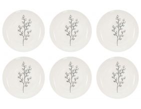 Assiette en porcelaine Cottage 20 cm (Lot de 6) (Blanc et gris)
