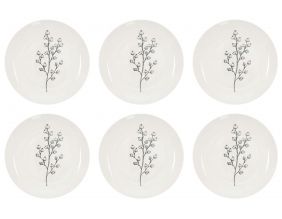 Assiette en porcelaine Cottage 20 cm (Lot de 6) (Blanc et gris)