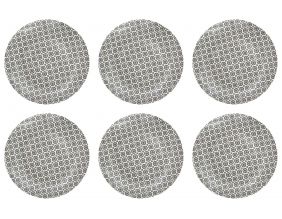 Assiette en porcelaine imprimée Cottage 25 cm (Lot de 6) (Blanc et gris)