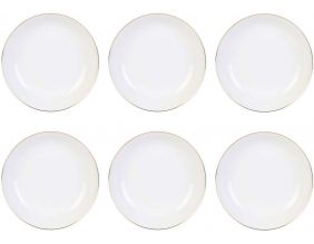 Assiette en porcelaine avec liseré doré (Lot de 6) (Assiettes creuses - 21 cm)