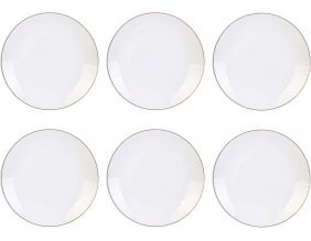 Assiette en porcelaine avec liseré doré (Lot de 6) (Assiettes plates - 26 cm)