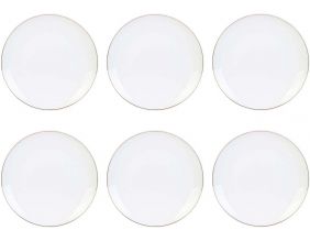 Assiette en porcelaine avec liseré doré (Lot de 6) (Assiettes plates - 20 cm)