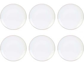 Assiette en porcelaine avec liseré doré (Lot de 6) (Assiettes plates - 20 cm)