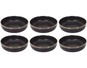 Assiettes céramique noir et doré Moscou (Lot de 6) (Assiettes creuses - 18 cm)