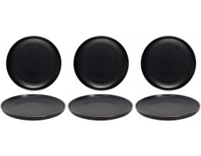 Assiettes céramique noir et doré Moscou (Lot de 6) (Assiettes plates - 20 cm)