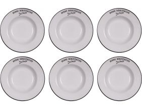Assiettes en grès blanc Bonne dégustation (Lot de 6) (Assiettes creuses - 23 cm)