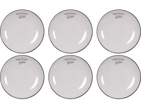 Assiettes en grès blanc Bonne dégustation (Lot de 6) (Assiettes plates - 27 cm)