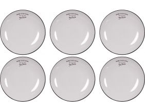 Assiettes en grès blanc Bonne dégustation (Lot de 6) (Assiettes plates - 27 cm)