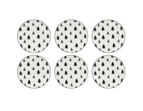 Vaisselle sapin en porcelaine noires et blanches (lot de 6) (Assiette Ø19)